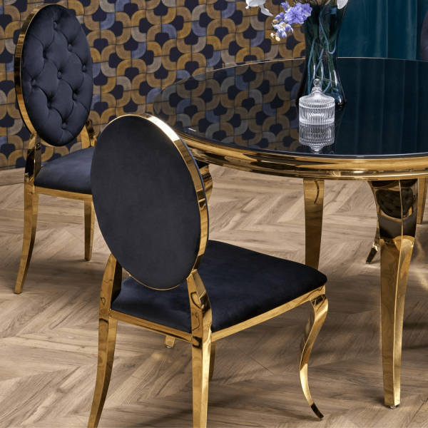 Krzesło Welurowe Modern Barock Do Salonu Glamour Czarne Złote Nogi K556 Halmar