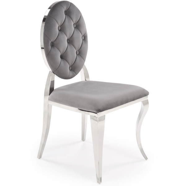 Krzesło Welurowe Modern Barock Do Salonu Glamour Szare Srebrne K555 Halmar