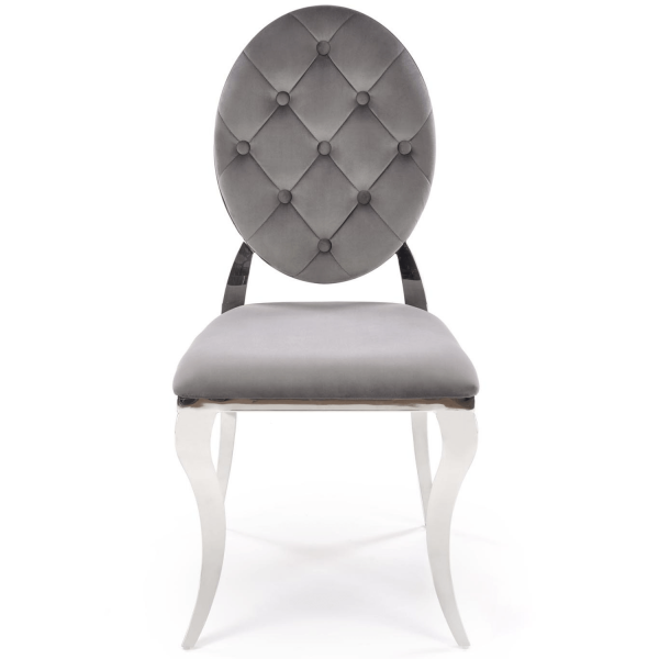 Krzesło Welurowe Modern Barock Do Salonu Glamour Szare Srebrne K555 Halmar