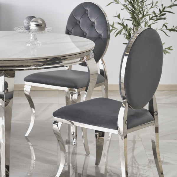 Krzesło Welurowe Modern Barock Do Salonu Glamour Szare Srebrne K555 Halmar