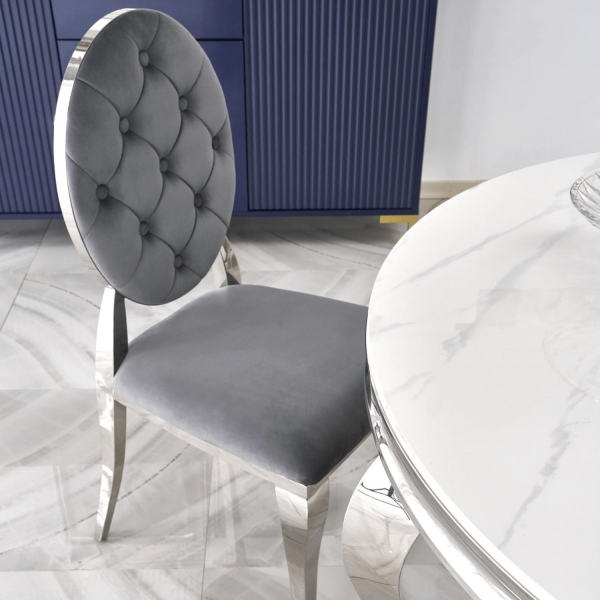 Krzesło Welurowe Modern Barock Do Salonu Glamour Szare Srebrne K555 Halmar