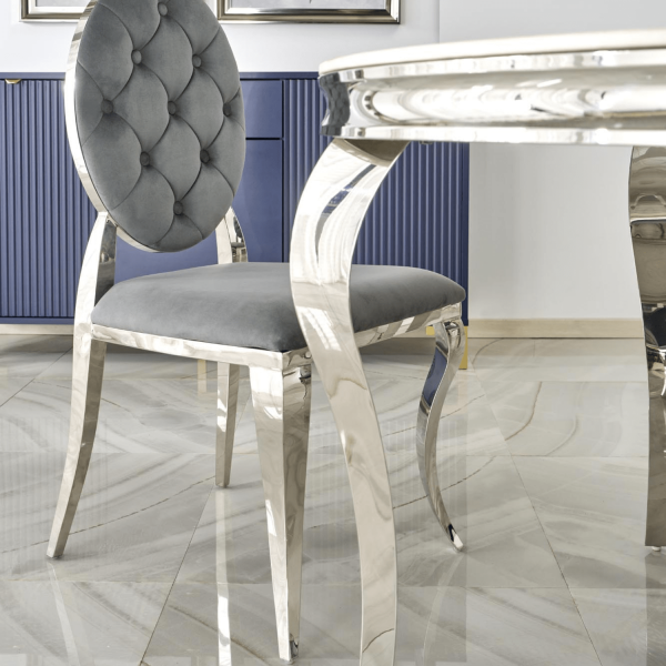Krzesło Welurowe Modern Barock Do Salonu Glamour Szare Srebrne K555 Halmar