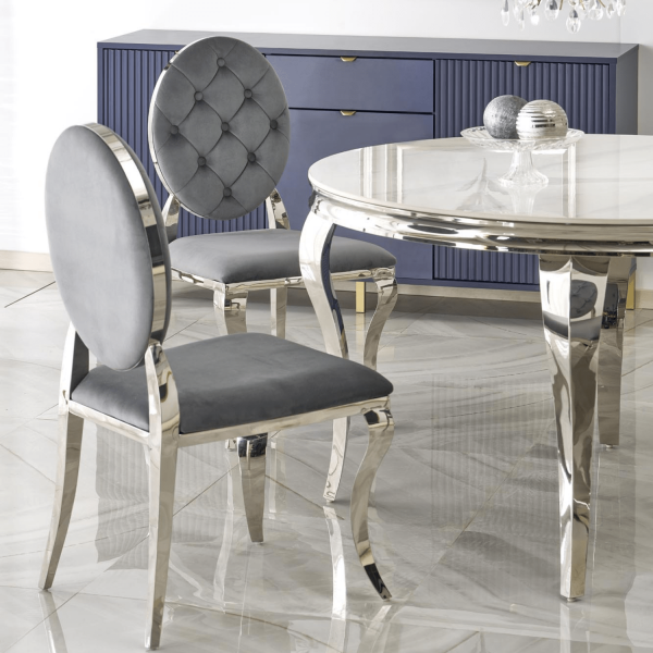 Krzesło Welurowe Modern Barock Do Salonu Glamour Szare Srebrne K555 Halmar