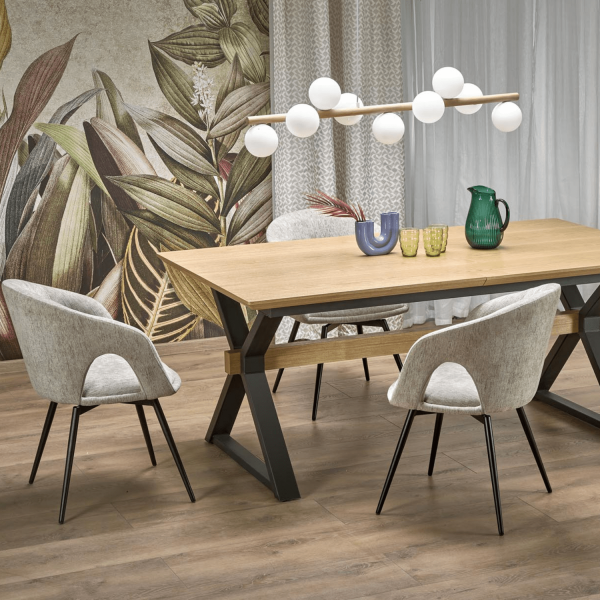Krzesło Obrotowe z Podłokietnikami Loft do Salonu Jadalni Beżowe K550 Halmar