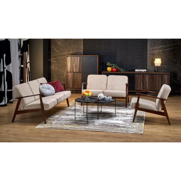 Sofa Tapicerowana Drewniana MILANO 3S Beżowa Halmar Zbliżenie Aranżacja