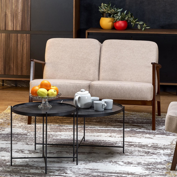 Sofa Tapicerowana Podwójna MILANO 2S Beżowa Halmar Zbliżenie Aranżacja