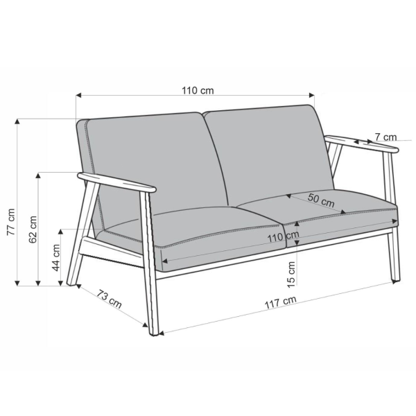 Sofa Tapicerowana Podwójna MILANO 2S Beżowa Halmar Wymiary