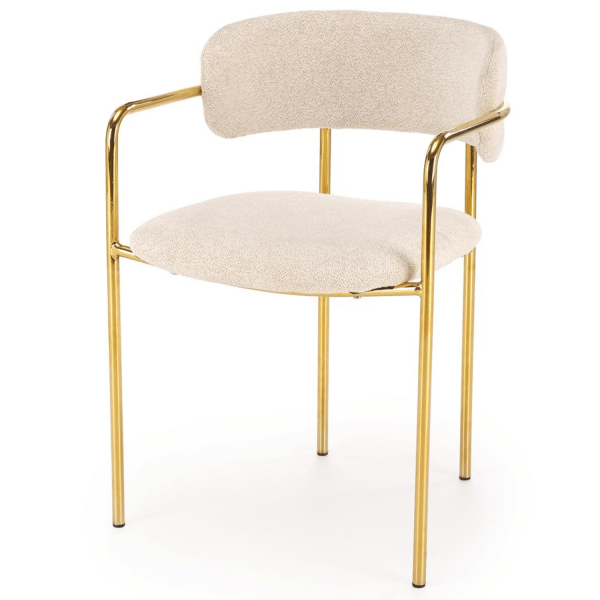 Krzesło Tapicerowane Glamour K537 Kremowe Lewy Front