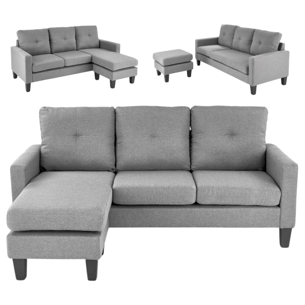 Kanapa Narożna Sofa Loft GERSON Popielata Szara