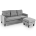 Kanapa Narożna Nowoczesna Loft Sofa z Podnóżkiem GERSON Popielata Szara Halmar