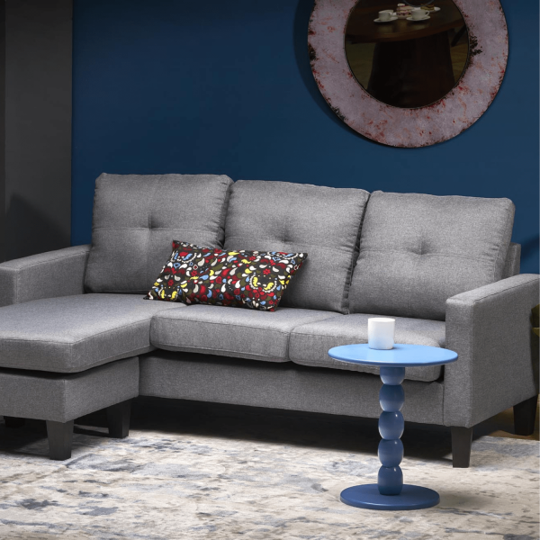 Kanapa Narożna Sofa Loft GERSON Popielata Szara Aranżacja
