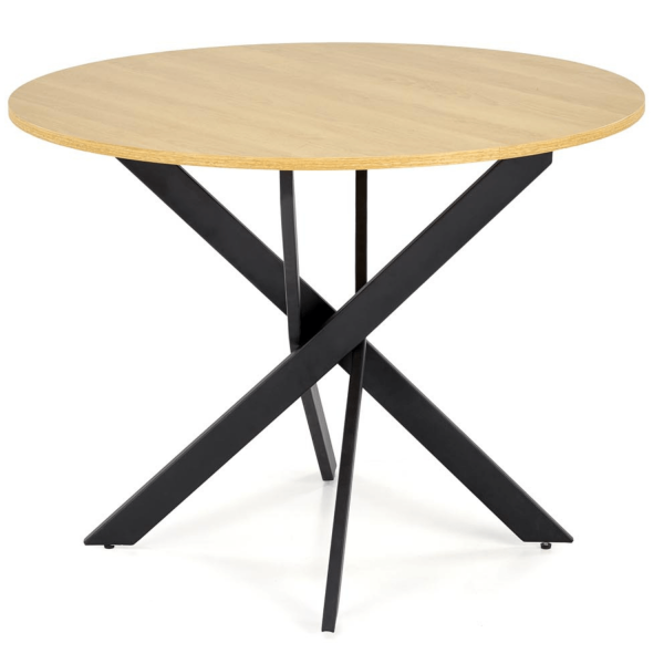 Stół Okrągły 100 cm EDGAR Dąb Złoty Czarny Loft z Boku