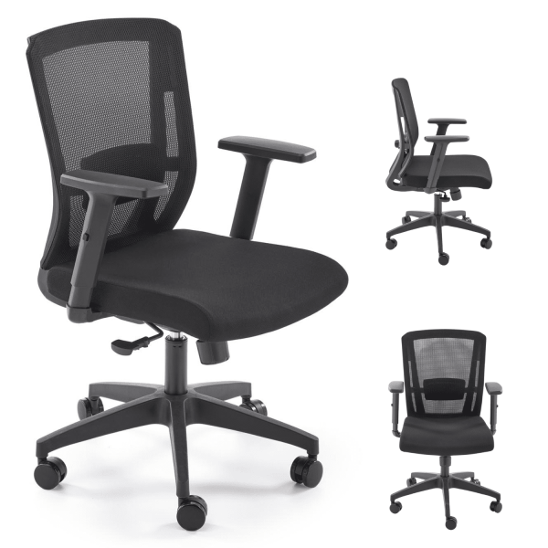 Fotel Obrotowy Biurowy Ergonomiczny PAREDES Czarny Siatka