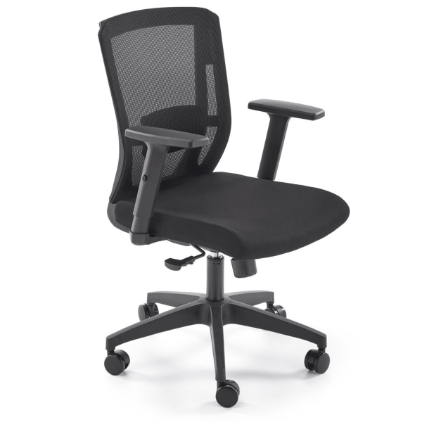 Fotel Obrotowy Biurowy Ergonomiczny PAREDES Czarny Siatka Prawy Front