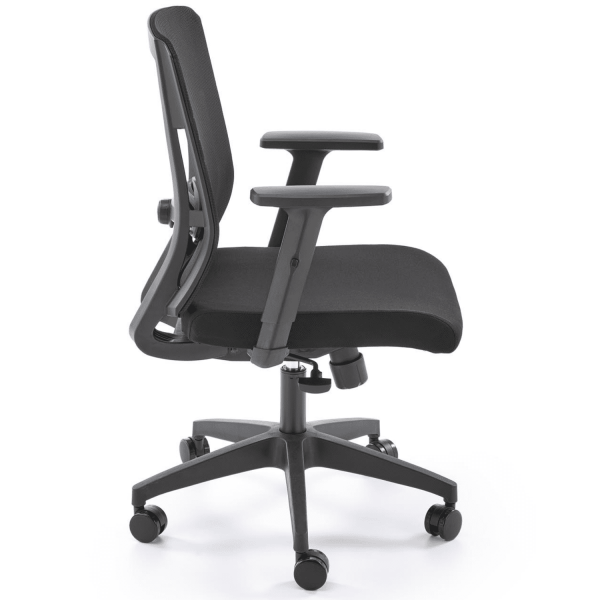 Fotel Obrotowy Biurowy Ergonomiczny PAREDES Czarny Siatka Bok