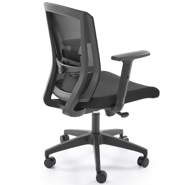 Fotel Obrotowy Biurowy Ergonomiczny PAREDES Czarny Siatka Prawy Tył