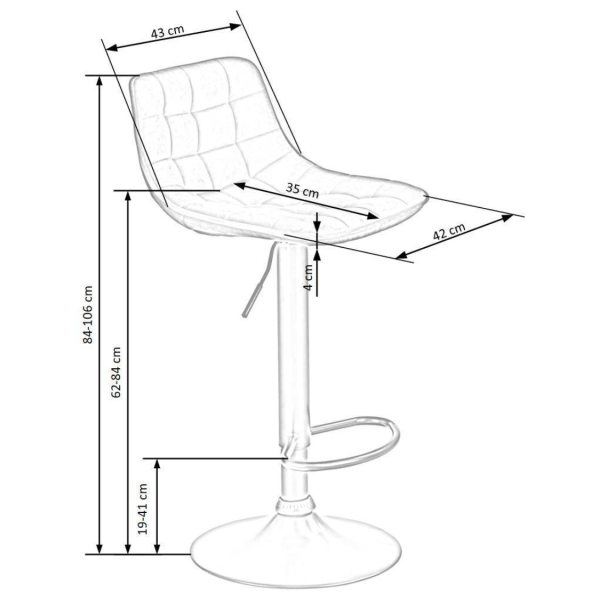 Hoker z Oparciem Loft Welurowy H95 Musztardowy Halmar Wymiary
