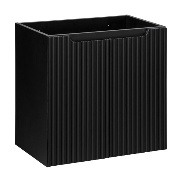 Szafka z Umywalką Wpuszczaną 60 cm Ryflowane Fronty 2 Drzwiowa Matowa Nowoczesna Czarna NOVA Comad