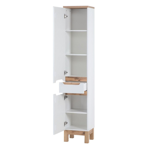 Szafka z Umywalką Wpuszczaną 80 cm Stojąca Szafka do Łazienki Alpejska Biel Nowoczesny Połysk BALI WHITE Comad