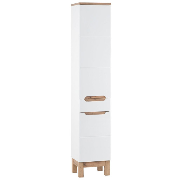 Zestaw Mebli Łazienkowych 60 cm z Lustrem Nowoczesny Komplet Skandynawska Biel Połysk BALI WHITE Comad