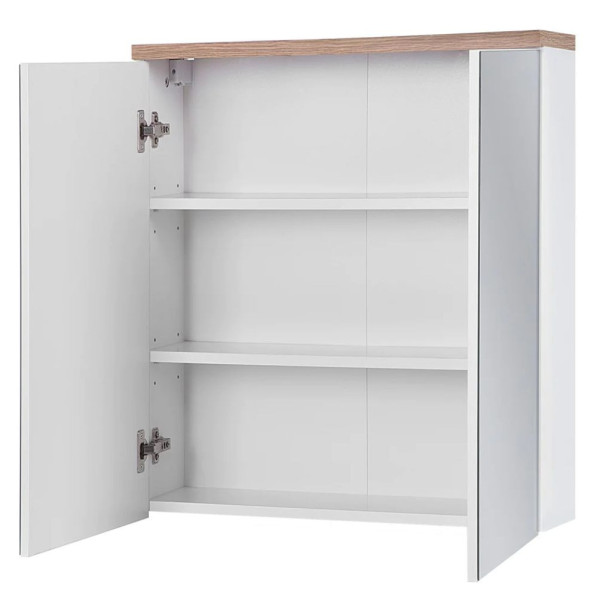Zestaw Mebli Łazienkowych 60 cm z Lustrem Nowoczesny Komplet Skandynawska Biel Połysk BALI WHITE Comad