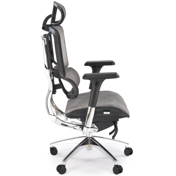 Fotel Obrotowy Ergonomiczny ETHAN Popielaty Czarny Siatka Halmar Bok Podłokietniki