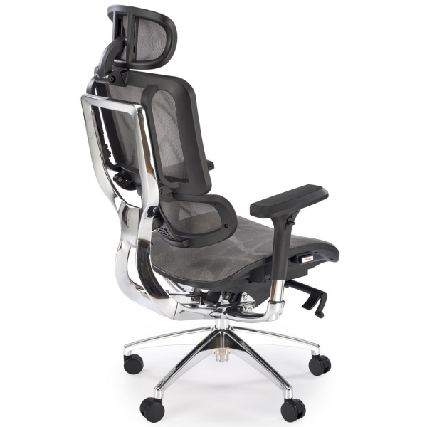 Fotel Obrotowy Ergonomiczny ETHAN Popielaty Czarny Siatka Halmar Prawy Tył