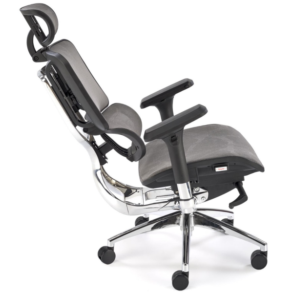 Fotel Obrotowy Ergonomiczny ETHAN Popielaty Czarny Siatka Halmar z Boku Pochylony