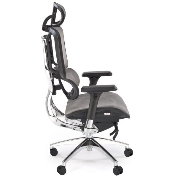 Fotel Obrotowy Ergonomiczny ETHAN Popielaty Czarny Siatka Halmar z Boku