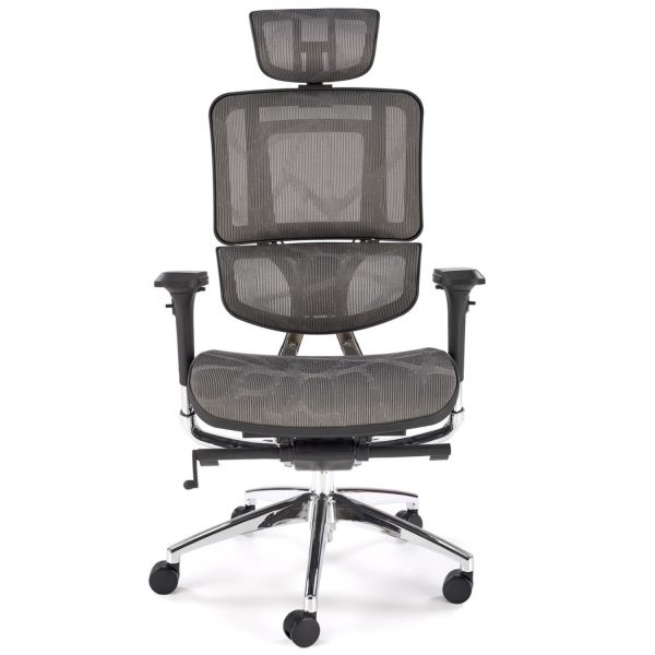 Fotel Obrotowy Ergonomiczny ETHAN Popielaty Czarny Siatka Halmar Front