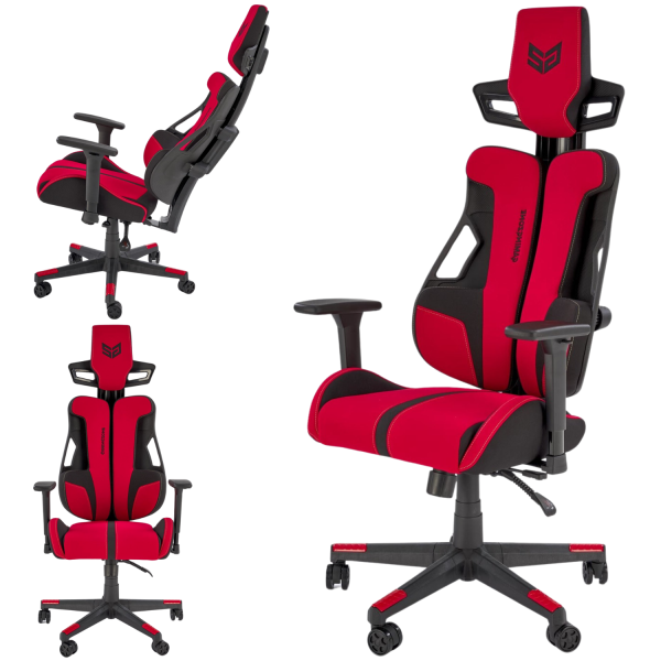 Fotel Obrotowy Gamingowy NITRO 2 Czerwony Czarny Miniatura Lewy Front