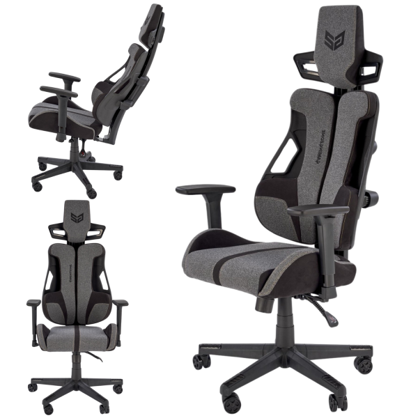 Fotel Obrotowy Gamingowy NITRO 2 Czarny Popielaty Miniatura Lewy Front