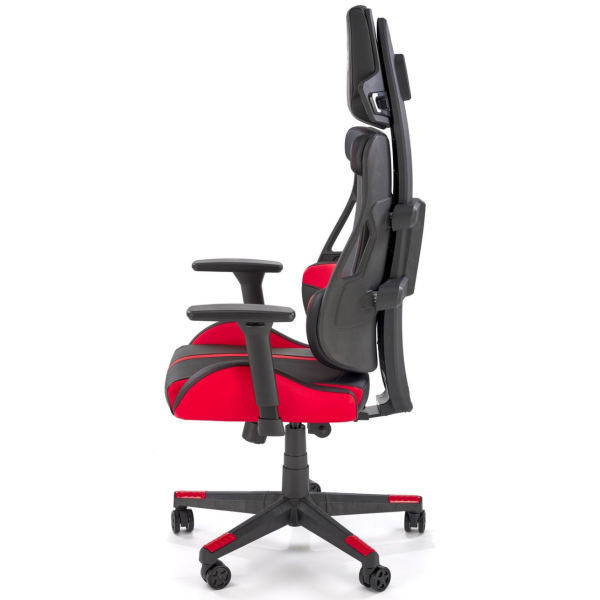 Fotel Obrotowy Gamingowy Skórzany NITRO Czarny Czerwony Bok