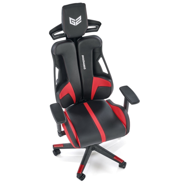 Fotel Obrotowy Gamingowy Skórzany NITRO Czarny Czerwony z Góry