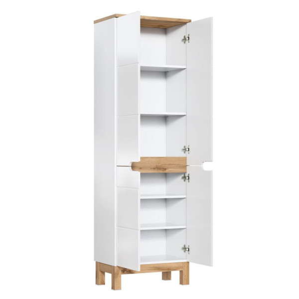 Nowoczesne Meble Łazienkowe 100 cm Nowoczesny Komplet Alpejska Biel Połysk BALI Comad