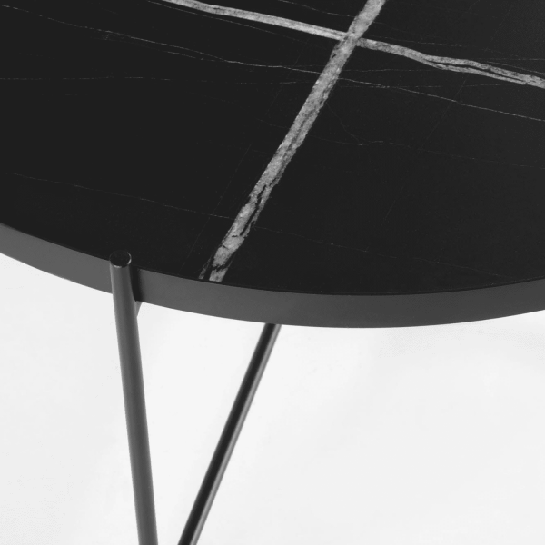 Zestaw 2 Stolików Kawowych JULIETA Czarny Marmur Loft Zbliżenie Podstawy