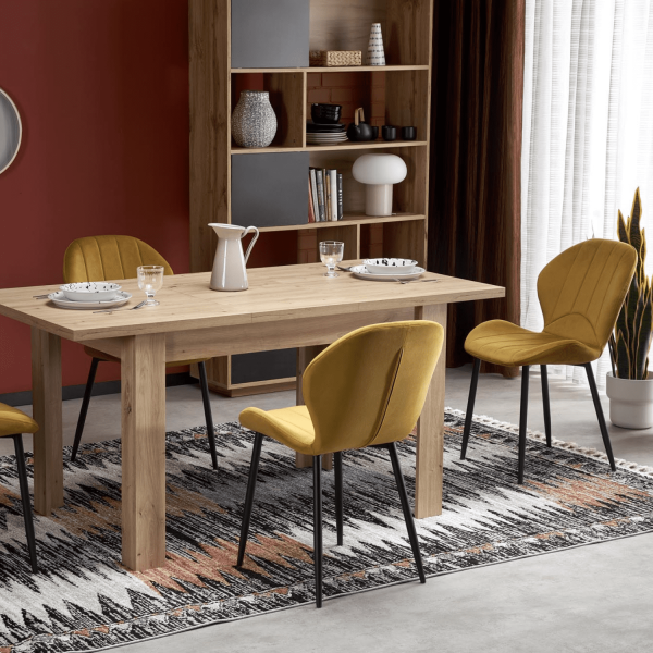 Krzesło Tapicerowane Welurowe Musztardowe K538 Aranżacja Salon