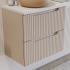 Beżowa Szafka pod Umywalkę 60 cm Wisząca z Szufladami Ryflowana Matowa Kaszmirowa NOVA CASHMERE Comad
