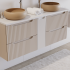 Beżowa Szafka pod Umywalkę 60 cm Wisząca z Szufladami Ryflowana Matowa Kaszmirowa NOVA CASHMERE Comad