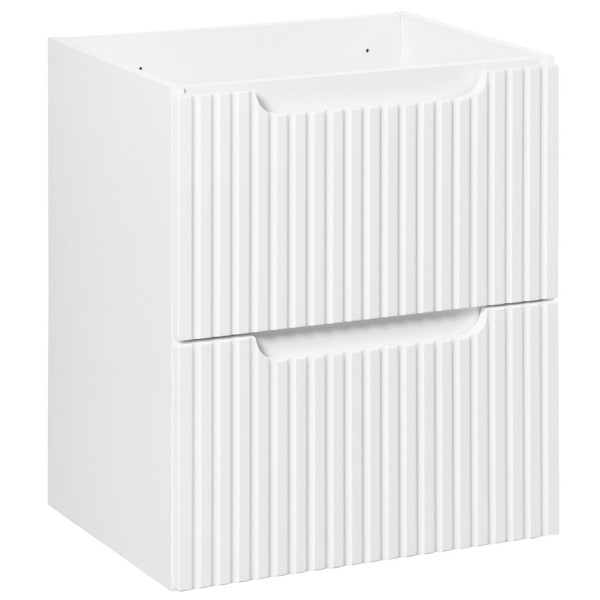 Nowoczesna Szafka pod Umywalkę 50 cm z Szufladami Ryflowana Wisząca Matowa Biała NOVA WHITE Comad