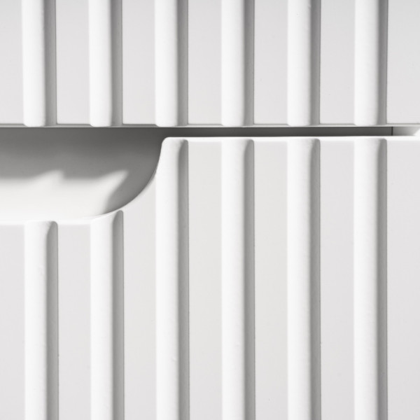 Nowoczesna Szafka pod Umywalkę 50 cm z Szufladami Ryflowana Wisząca Matowa Biała NOVA WHITE Comad