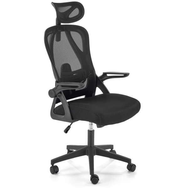 Fotel Obrotowy Gabinetowy Biurowy NEGRO Czarny Prawy Front