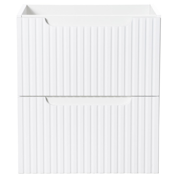 Nowoczesna Wąska Szafka z Umywalkę 50 cm do Małej Łazienki Biała Matowa Ryflowana NOVA WHITE Comad