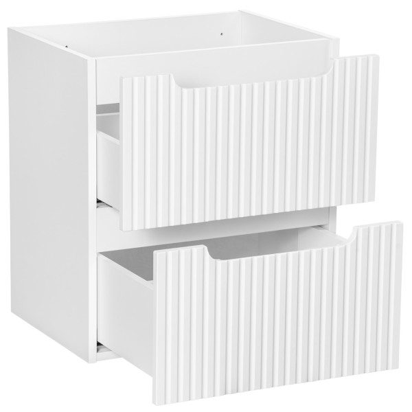 Nowoczesna Wąska Szafka z Umywalkę 50 cm do Małej Łazienki Biała Matowa Ryflowana NOVA WHITE Comad