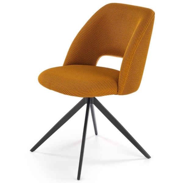 Krzesło Obrotowe do Salonu K546 Musztardowe Loft Lewy Front