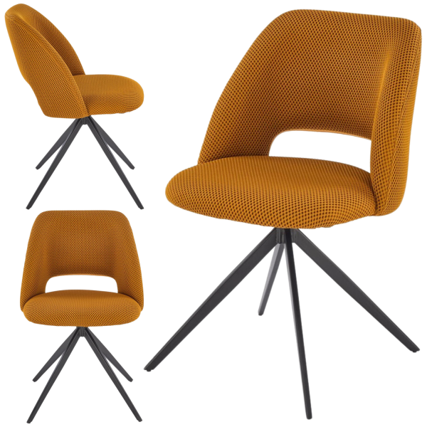 Krzesło Obrotowe do Salonu K546 Musztardowe Loft Miniatura
