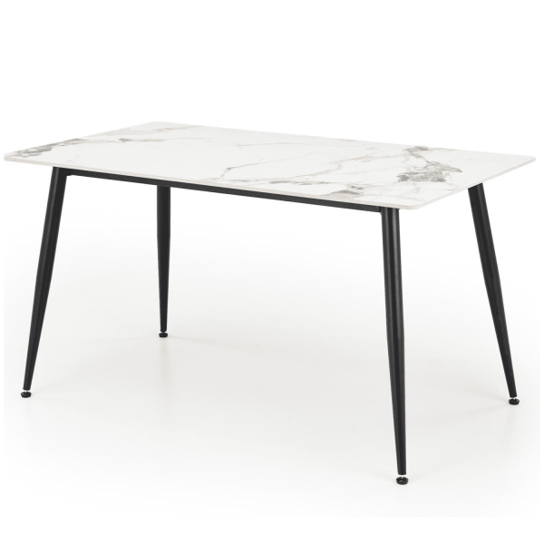 Stół Nowoczesny 140 cm EMILIO Biały Marmur Czarny Lewy Front