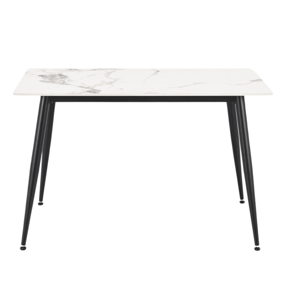 Stół do Jadalni 120 cm EMILIO Biały Marmur Czarny Front
