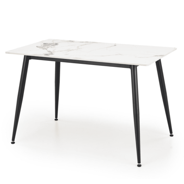 Stół do Jadalni 120 cm EMILIO Biały Marmur Czarny Lewy Front