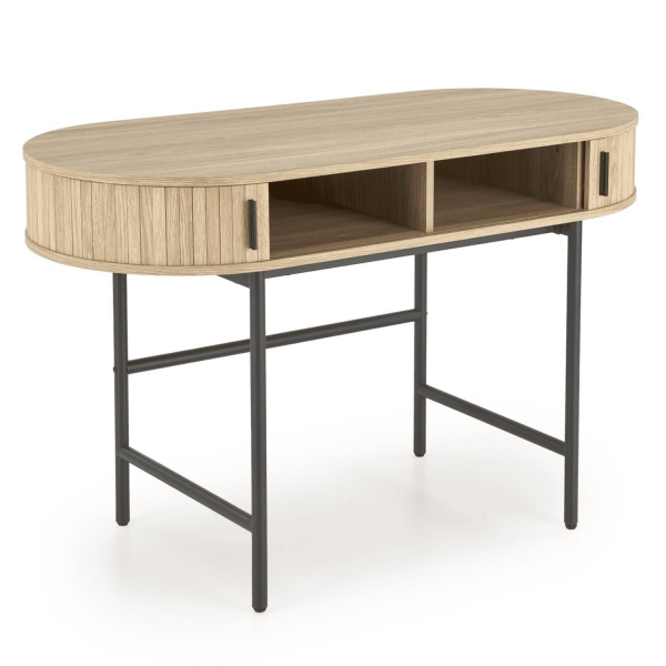 Biurko z Półką Toaletka Loft B51 Naturalny Czarny  Prawy Front